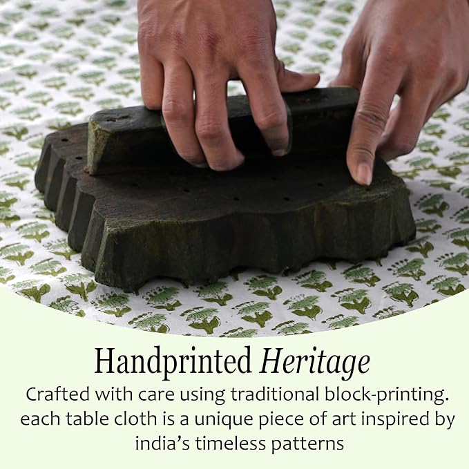 CPC Tablecloth 100% Cotton 72x160 Inch Indian Block Print Rectangle Table Cover - Image 5