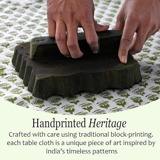 CPC Tablecloth 100% Cotton 60x90 Inch Indian Block Print Rectangle Table Cover - Image 7