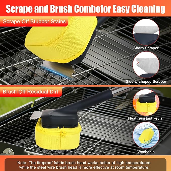 Grill Brush Bristle Free with 2 Replaceable Heads, Steam-Enhanced Scraper - Image 3