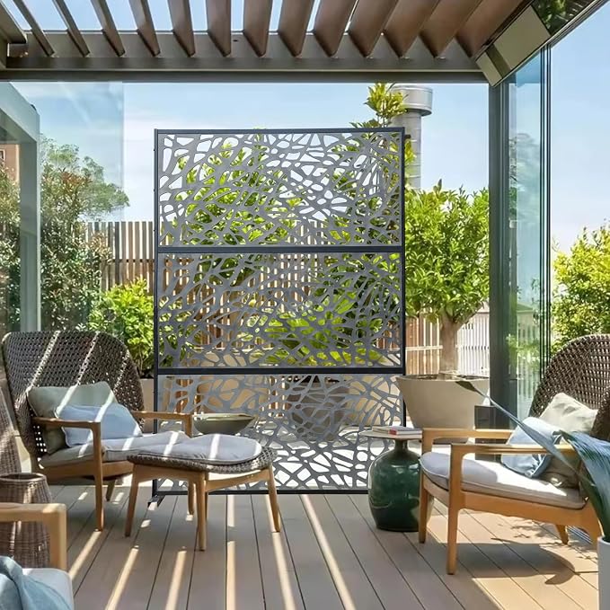 Domi Outdoor Living Privacy Screen, Freestanding, Plastic Mesh, Galvanized - Image 7