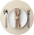 Round Placemats Set of 12 Plastic Woven Placemats Washable Wipeable Table Mats by BAROYAL