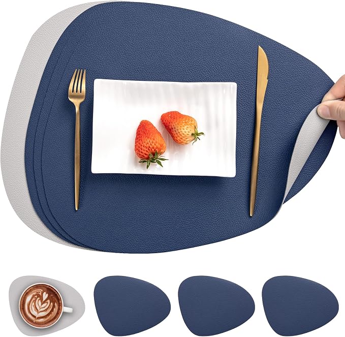 Myir JUN Placemats, Dual-Sided Placemats Waterproof Faux Leather Placemats Set by MyirJUN