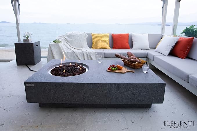 Elementi | Metropolis Gas Fire Pit Cast Concrete 56" Rectangular Fire Table - Image 6