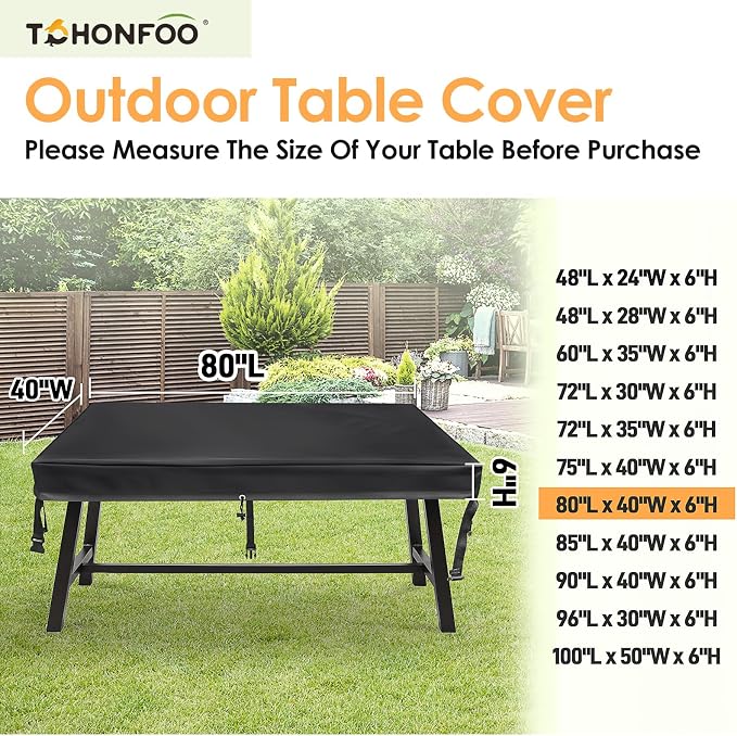 TOHONFOO Rectangular Patio Table Cover - Image 2