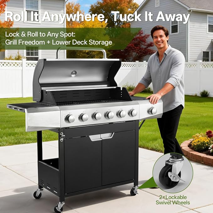 Endark Upgraded 68, 500 BTU 6-Burner Stainless Steel Propane Gas Grill – - Image 4