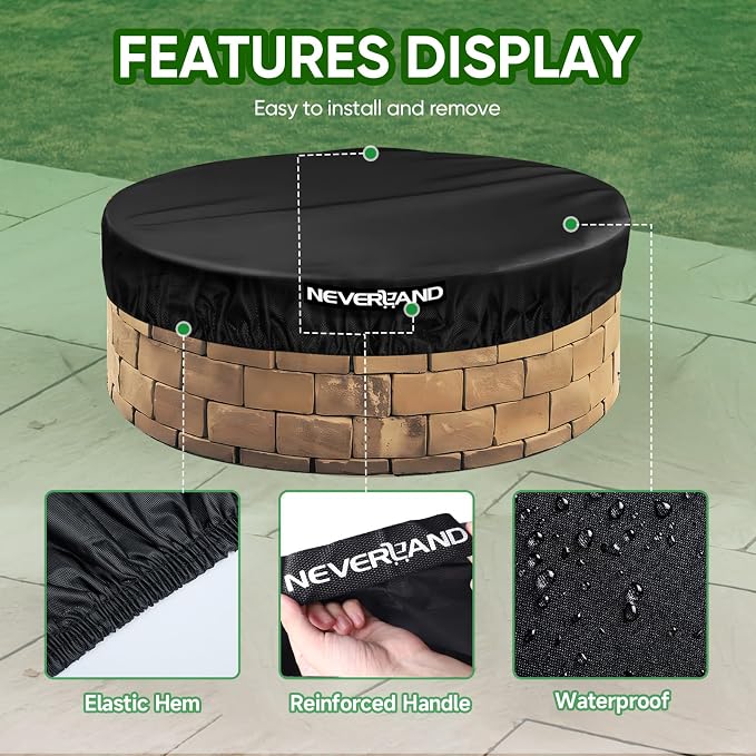 NEVERLAND Round Fire Pit Cover for In-Ground Fire Pits, 52-57 Inch Heavy Duty - Image 3
