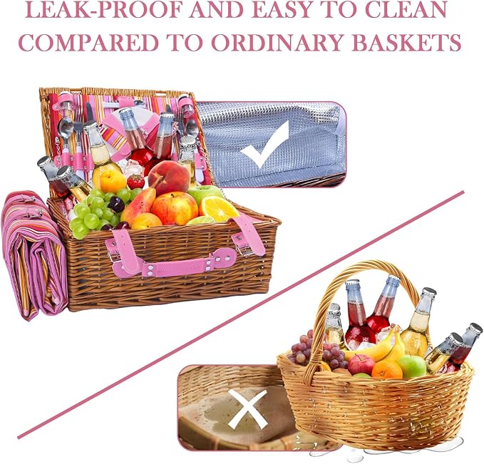 Neti Neti Wicker Picnic Basket for 4 - Image 6
