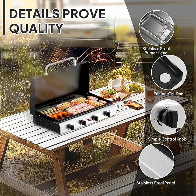 Bonnlo 4 Burner Portable Propane Griddle - Image 5