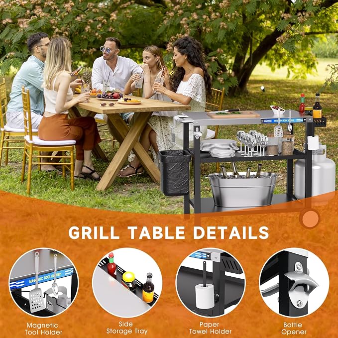 Grill Table, Stainless Steel Grill Cart - Image 3