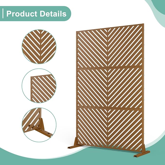 Metal Privacy Screen for Outdoor & Indoor Use, Free Standing Privacy Screen for - Image 3