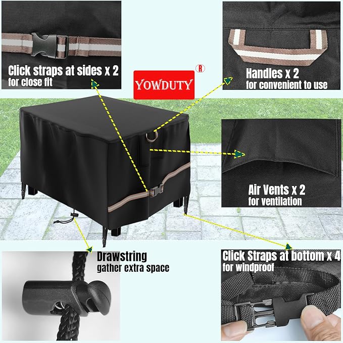 Rectangular Propane Gas Fire Pit Table Cover 52x34x24, Waterproof Heavy Duty - Image 4
