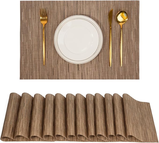 Placemats Set of 12，Non-Slip PVC Weave Table Mats Easy to Clean，Heat Resistant by flohar