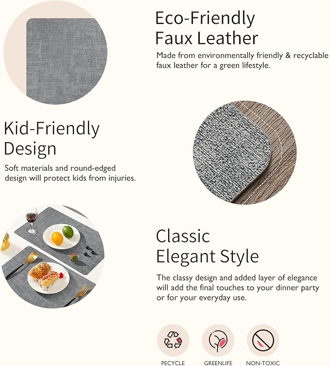 Maxpearl Faux Leather Placemats Set of 4 - Image 5