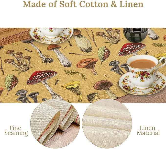 Mushroom Table Runner, Rustic Farmhouse Mushroom Fall Autumn Seasonal Country - Image 5