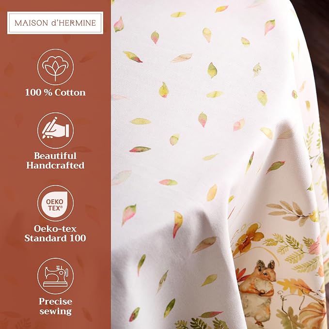 Maison d' Hermine Table Cloth Round Table 100% Cotton 69 Inches Fall Tablecloth - Image 2