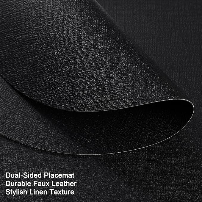 Placemats and Coasters, Washable Reversible Placemats Round Faux Leather - Image 2