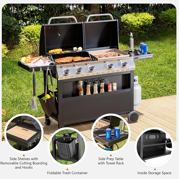 Sophia & William Propane Gas Grill and Griddle Combo - Image 5
