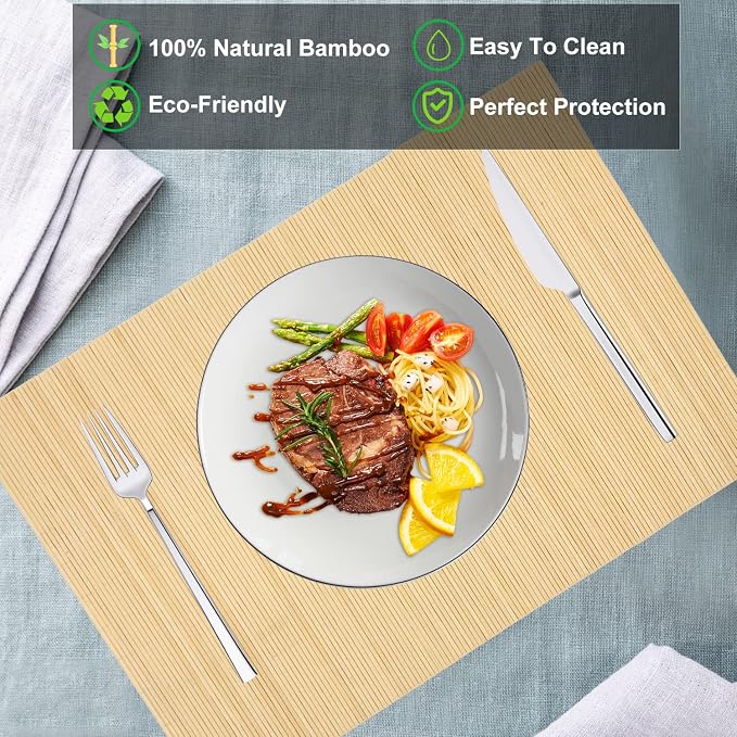 ANDSTAR Bamboo Placemats Set of 8 Waterproof - Image 3