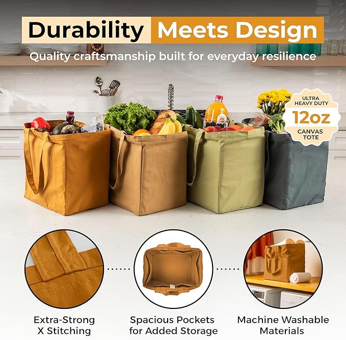 VeraMia Canvas Grocery Bag 3pc XL Set - Image 3