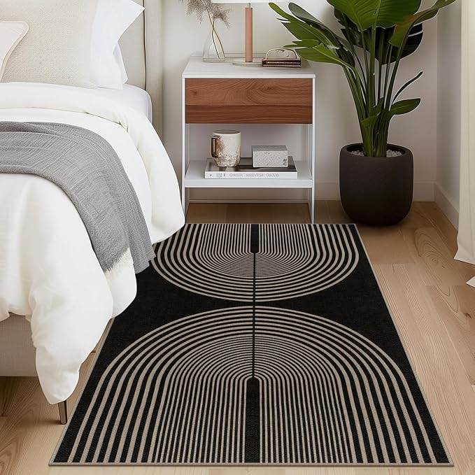 Easy Jute Rainbow Area Rug, 3x5 Black Indoor Outdoor Entryway Rug Washable - Image 5