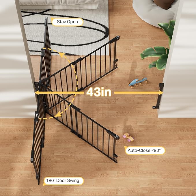 Cumbor 34" Extra Tall No Bottom Bar Baby Gate - Image 6