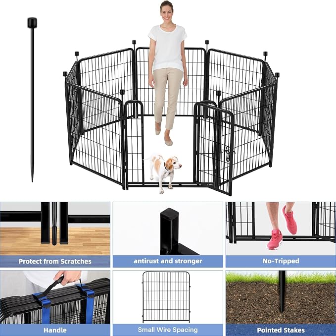 ADAVIN Tall Garden Fence with Gate, 40 in 8 Panels Animal Barrier Fence - Image 2
