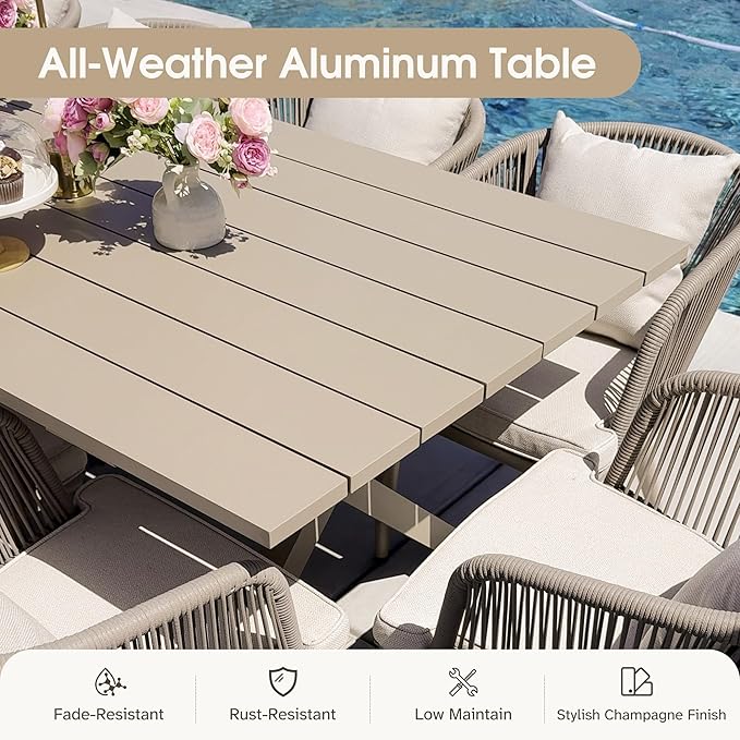 PURPLE LEAF 16 Pieces Patio Dining Set Wicker Outdoor Furniture Rectangular - Image 2
