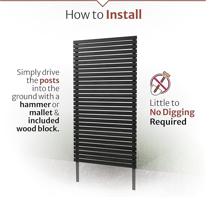 Decorative Fence Privacy Screen, Charcoal Cedar Wood, 6 ft x 38 in Panel