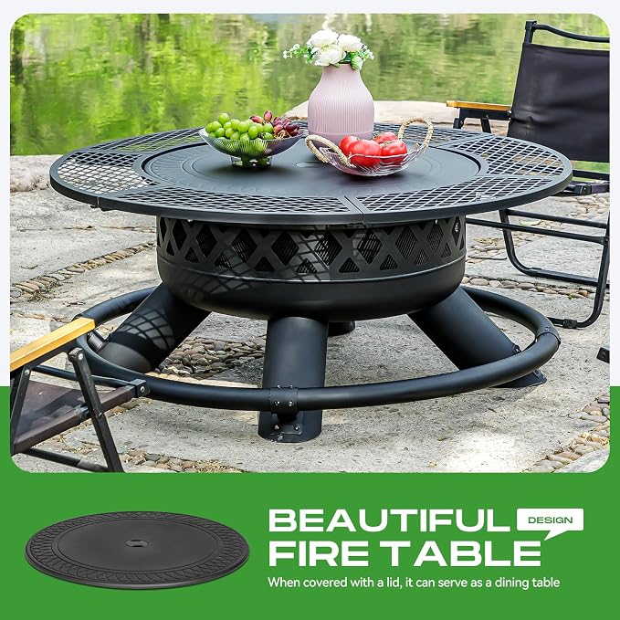 47 Inch Outdoor Wood Burning Fire Pit - Image 3