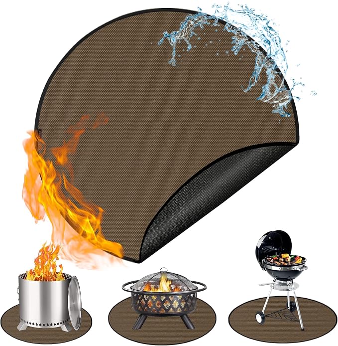 Round Under Grill Mat for Outdoor Grill, 36 Inch Anti-Slip BBQ Floor Mats by Anze