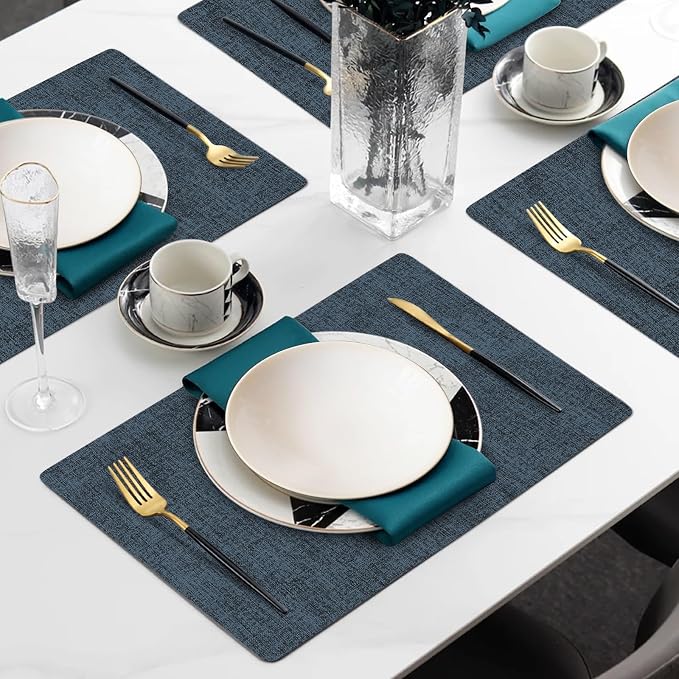 Faux Leather Heat Resistant Placemats Set of 4 – Waterproof Oilproof Wipeable - Image 2