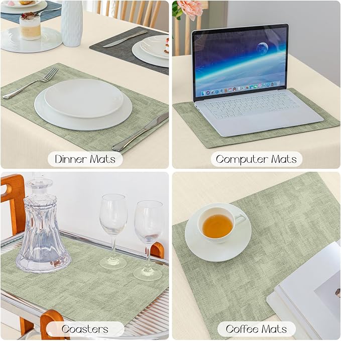 Romanstile Reversible Vinyl Placemats Set of 6, Faux Leather 100% Waterproof - Image 5