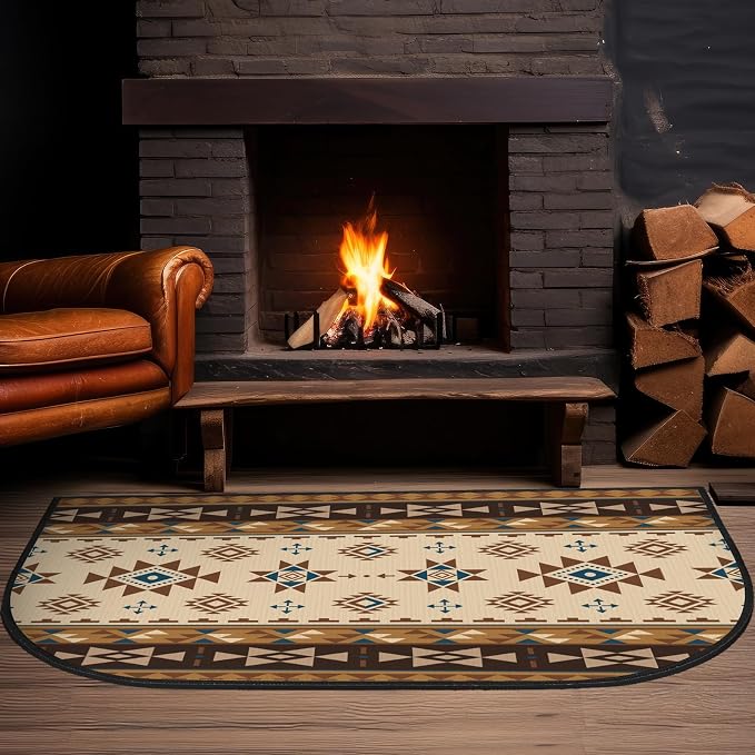 Demissle Cabin Fireplace Hearth Rug Fireplace Mats Cabin Southwestern Fireproof - Image 5