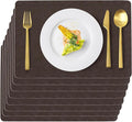 Vinyl Placemats Set of 6 Faux Leather 100% Waterproof Wipeable Washable Place by Uolr