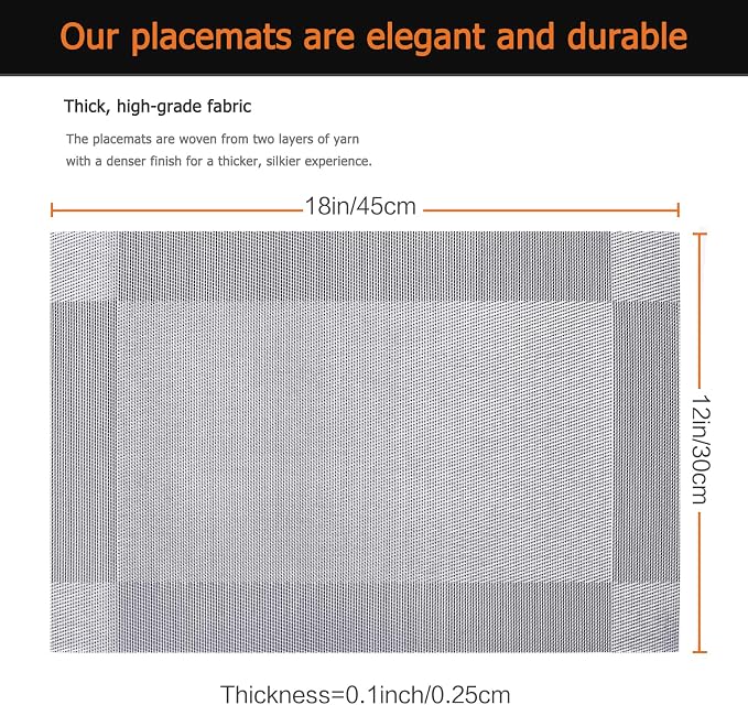 Placemats Set of 6 Washable&Wipeable Silver Place mats - Image 3