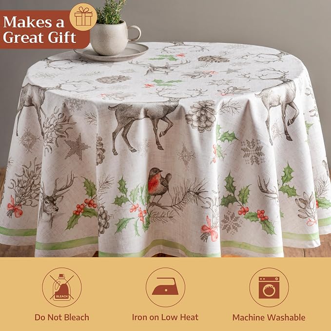 Maison d' Hermine Table Cloth Round Table 100% Cotton 69 Inches Fall Tablecloth - Image 5