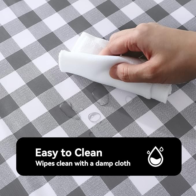 Romanstile Rectangle Vinyl Tablecloth, 100% Waterproof Buffalo Gingham Plastic - Image 2