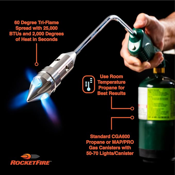 RocketFire Green Fire Starter Torch | Atlas | Charcoal Starter | Tri-Flame Tip - Image 2
