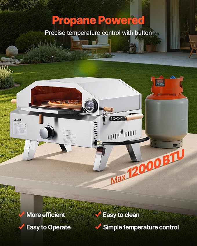 VEVOR 2 IN 1 Outdoor Pizza Oven, 13 in Propane Pizza Oven & Grill, 000 BTU - Image 3