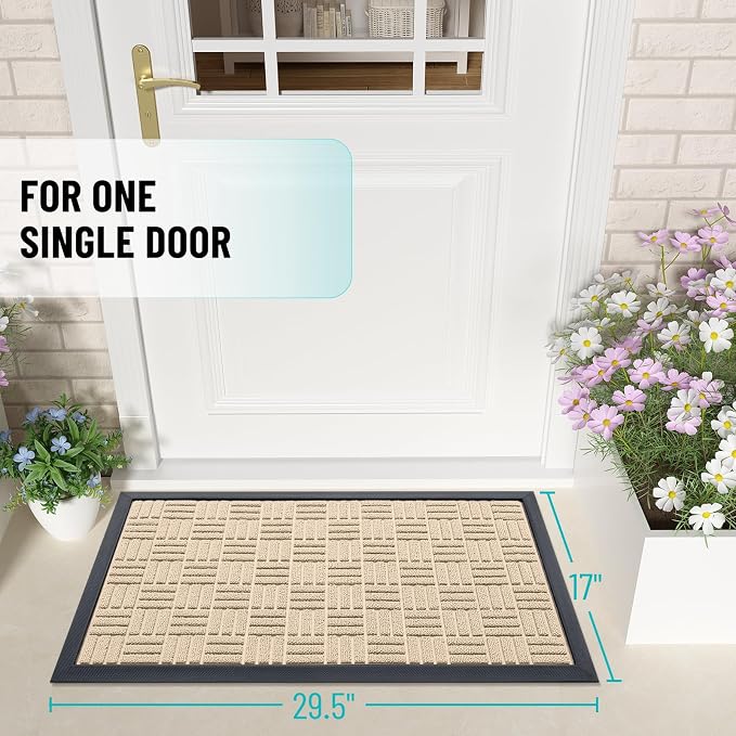OLANLY Front Door Mat Outside Entrance 29.5x17, Heavy Duty Sturdy Natural - Image 2