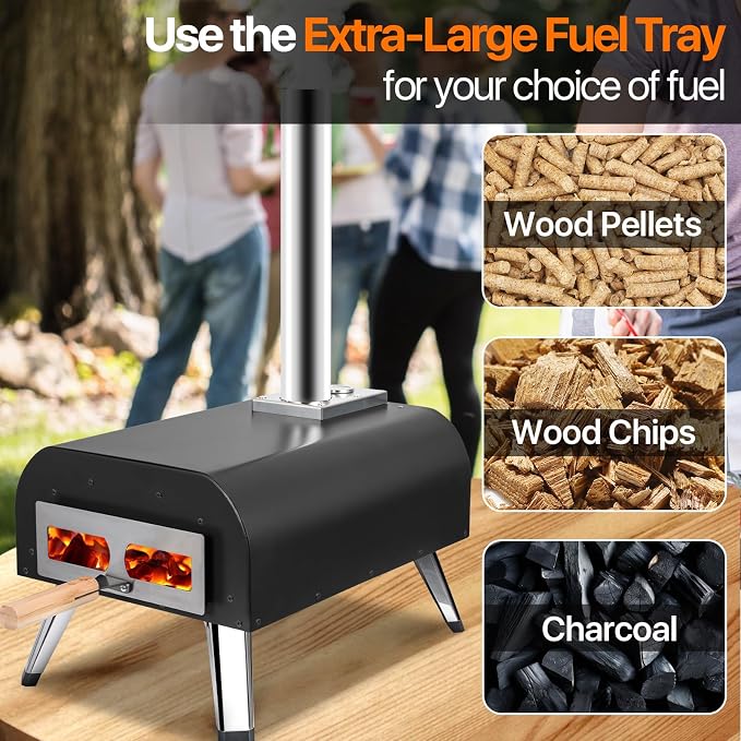 Pizza Oven 13 Inch Outdoor Wood Fired Portable Stainless Steel Pizza Oven - Image 3