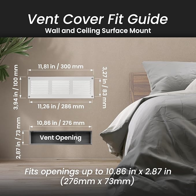 Repa Market 2-Pack 12x4 Inch Air Vent Cover/White Galvanized Steel Louvered - Image 2
