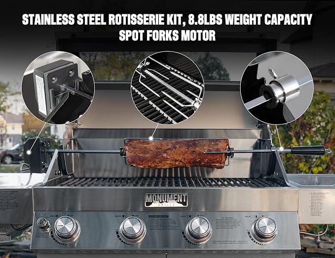 Monument Grills Larger Convertible 4-Burner Natural Gas Grill Stainless Steel - Image 3