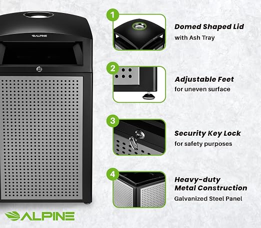 Alpine Outdoor Commercial Trash Can - Image 4