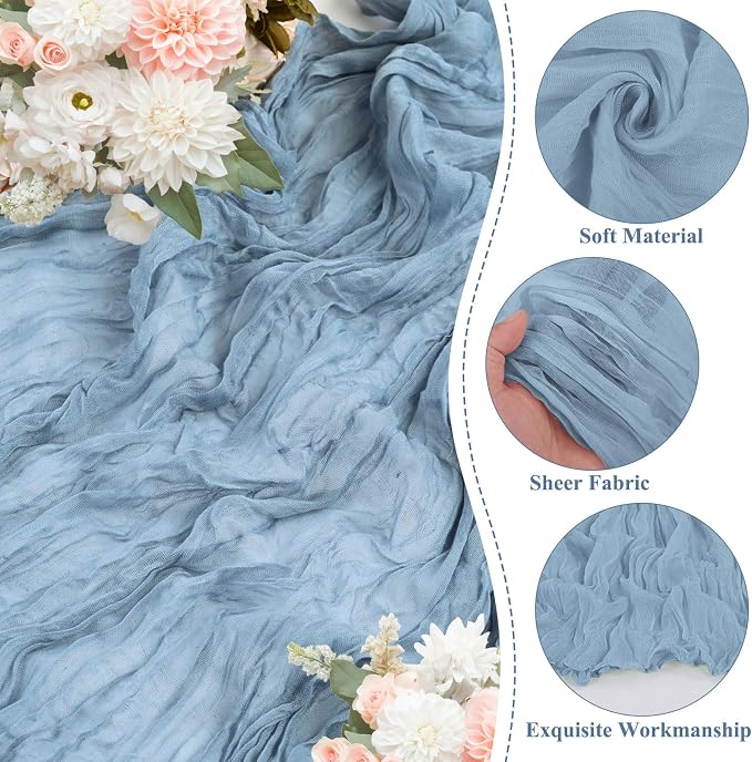8 Packs Cheesecloth Table Runner 10FT Long Boho Gauze Fabric Table Runner - Image 3