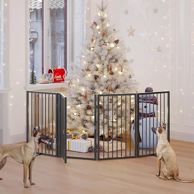 Vantas Folding No-Assembly Metal Pet Gate 80" Wide, Freestanding Accordion - Image 2