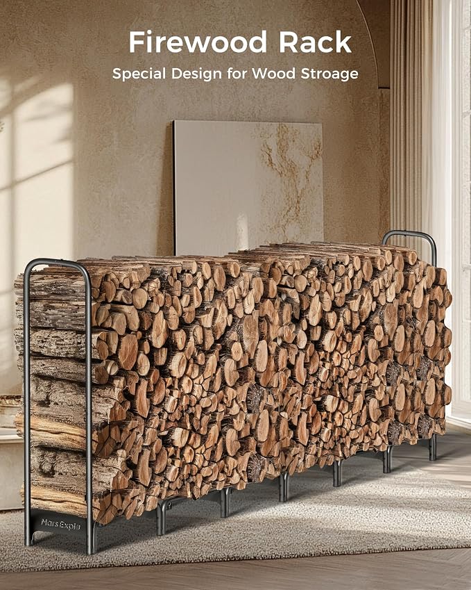 12ft Firewood Log Rack with Cover Outdoor, Heavy Duty Indoor Outdoor Firewood - Image 6