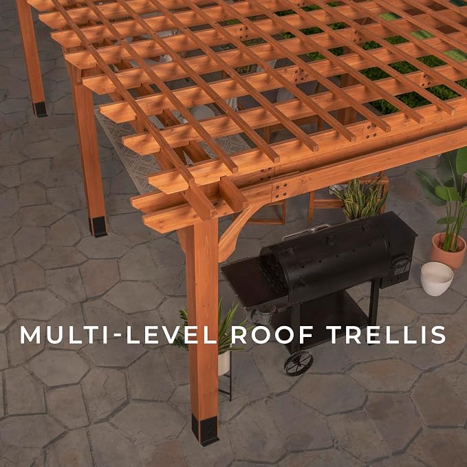Backyard Discovery Beaumont 24' x 12' Traditional Cedar Wood Pergola Kit - Image 9