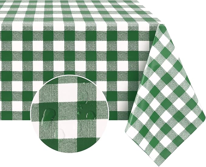 Romanstile Rectangle Vinyl Tablecloth, 100% Waterproof Buffalo Gingham Plastic by Romanstile
