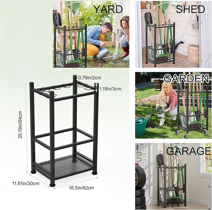 Garden Tool Organizer, Metal Yard Tool Tower Rack - Image 6